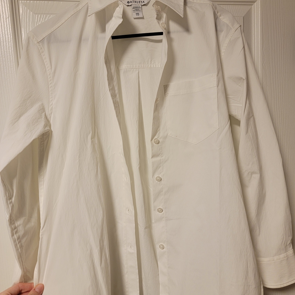 Athleta White Button-Up Shirt